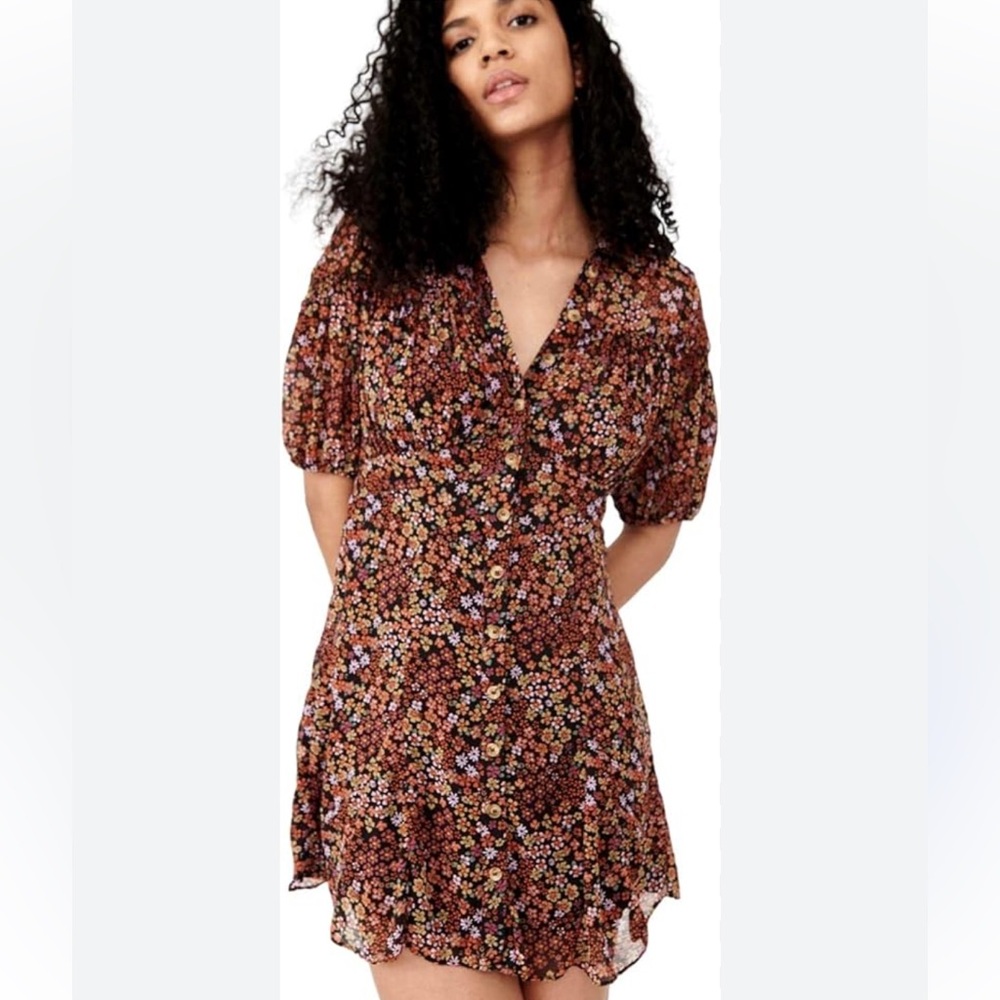 Free People Womens Bonnie Floral Chiffon Mini Dress size Small NWOT